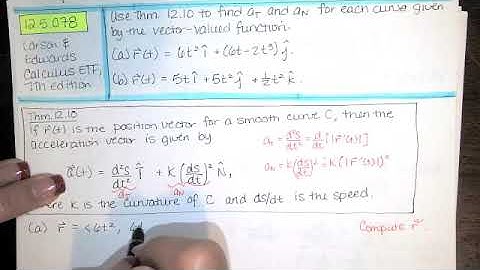Problem 12.5.078 - Find the tangential and normal components of acceleration using speed, curvature.