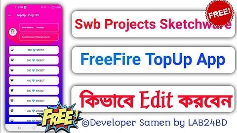 FreeFire TopUp Swb Projects Sketchware | Bangla tutorial | Developer samen। LAB 24BD
