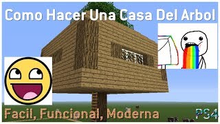 How to Make a Functional 8x8 Tree House for SURVIVAL! Minecraft PS4, PS3, Xbox, Nintendo, etc ...!
