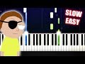 Evil Morty's Theme (For The Damaged Coda) - SLOW EASY Piano Tutorial by PlutaX