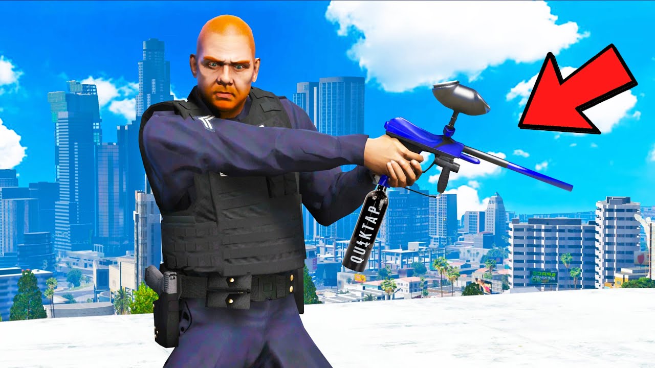 Playing as a COP but I only have a PAINTBALL GUN!! (GTA 5 Mods) YouTube