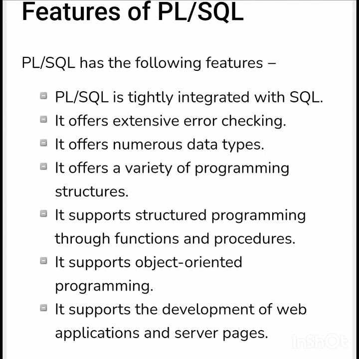 Features & Advantages of PL/SQL Language #viral #database #shortvideo # ...