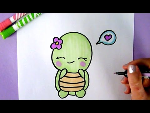 HOW TO DRAW A SWEET AND CUTE TURTLE - EASY CUTE DRAWING OF ANIMALS ...