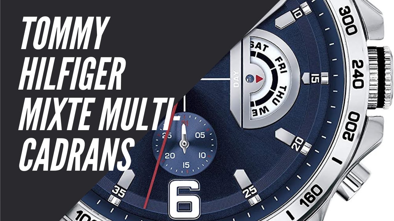 Tommy Hilfiger Mixte Multi Cadrans Quartz Montre avec Bracelet en Silicone - Montre Homme Pas Cher
