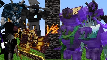 4 Strong Bosses vs 4 Mutants in Enchanted Netherite Armor / Minecraft Mob Battle