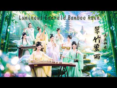 Luminous Emerald Bamboo Rain🌿 Deep Cellular Healing ASMR | Chinese Traditional Music