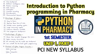 Introduction of Python Programming for Pharmaceutical Sciences, Unit 1, Part 1