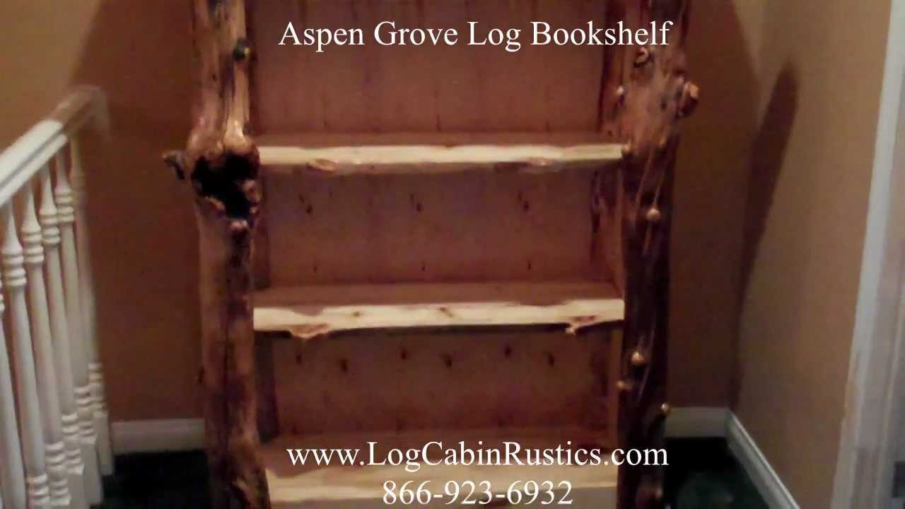 Rustic Bookshelf - Aspen Bookcase - Log Bookshelf - YouTube