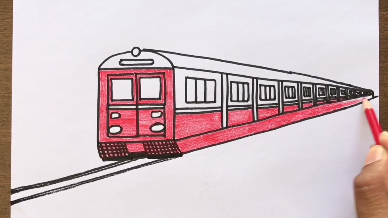 Draw The Layout Of A Train By Drawing The Track Using Pencils Background,  Pictures Of Trains To Draw Background Image And Wallpaper for Free Download