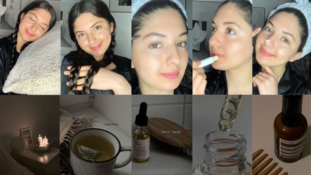 روتيني ليلي🌒للعنايه بالبشره🧖🏻‍♀️،محاربة الحبوب☄️، 🧏🏻‍♀️العناية بالشعر الجاف و المتقصف😍👌🏻