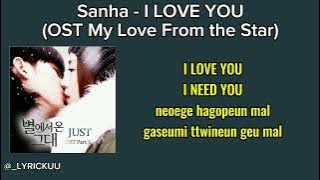 Lyric Sanha - I LOVE YOU (OST My Love From the Star)(LIRIK LAGU LYRIC LAGU EASY LYRIC)