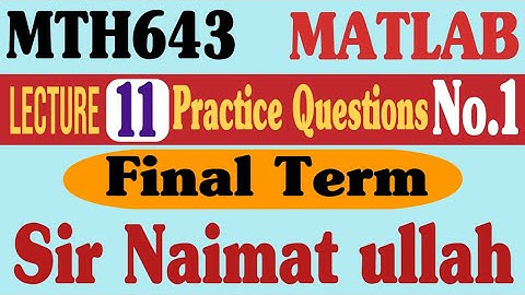 MTH643|MATLAB|Lecture 11|Question 1|Practice Question|Final term|virtual university|function|input.