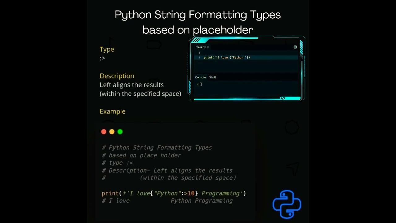 string formatting types based on placeholder | python tutorial | exp 2 ...