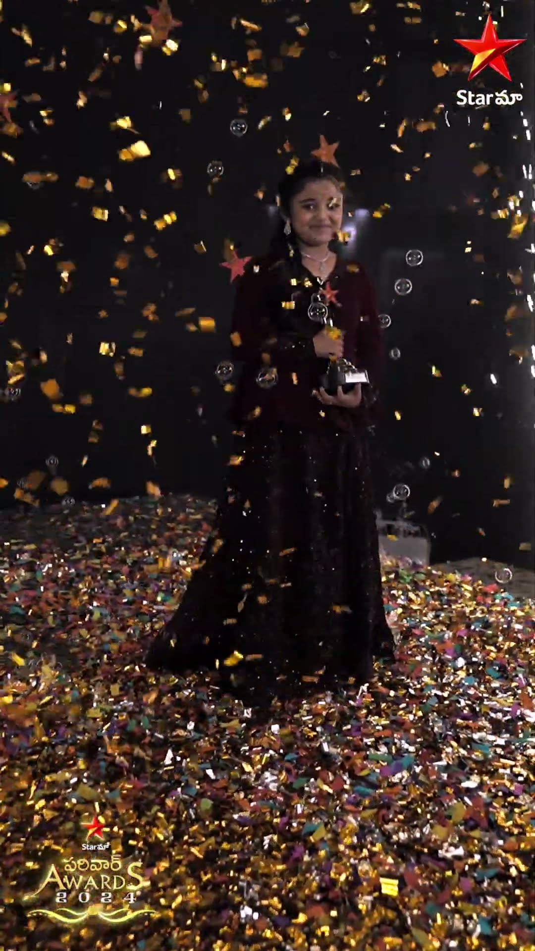 Congratulations to Chinni for bagging an award at the Star Maa Parivaar Awards!  ?? #SMPA2024