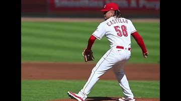 Luis Castillo Slow Motion Pitching Mechanics (First Base Line View)