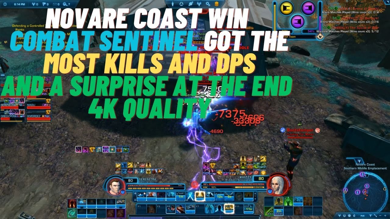 SWTOR PVP Novare Coast Win Combat Sentinel Enemy team didn't have a clear strat, surprise at the end