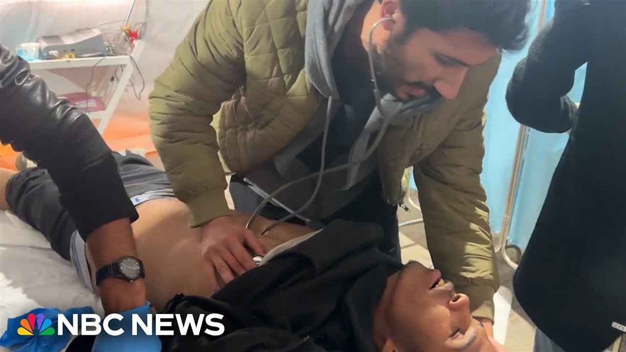 Doctor treats wounded in Rafah after evacuation ordered of the Nasser Hospital in Khan Younis