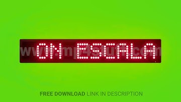 Stand Facing Forward on Escalator Steps Scrolling Red Dot Matrix LED Text Animation on Green Screen