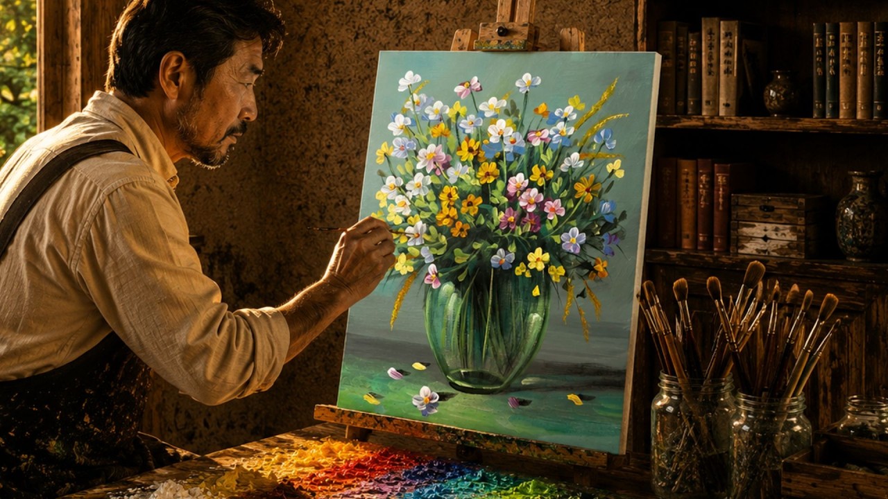 Easy Flower Vase Painting Trick | Step by Step - YouTube