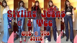 10 Ways to Wear Jeans & Tee | 60s and 70s Style