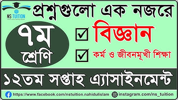 ৭ম শ্রেনির ১২তম সপ্তাহের এসাইনমেন্ট এর প্রশ্ন ২০২১ II Class 7 12th Week Assignment Question 2021