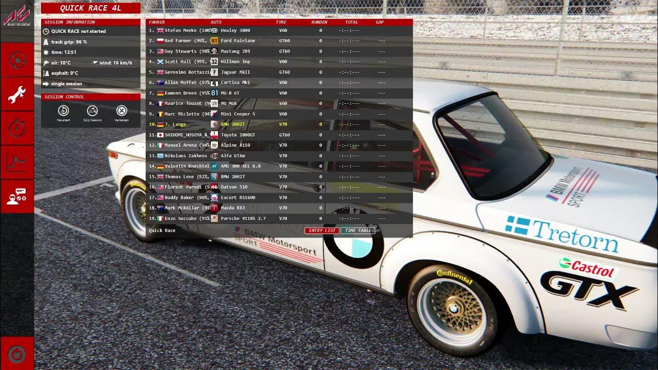Assetto Corsa TC Legends Mod, BMW 2002 tii Turbo YouTube