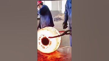 Iron post forging ring drilling process-  Dangerous Giant Heavy Duty Hammer Forging Process