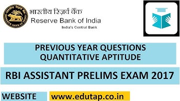 Previous Year Questions Related to Quantitative Aptitude - RBI Assistant Exam 2017