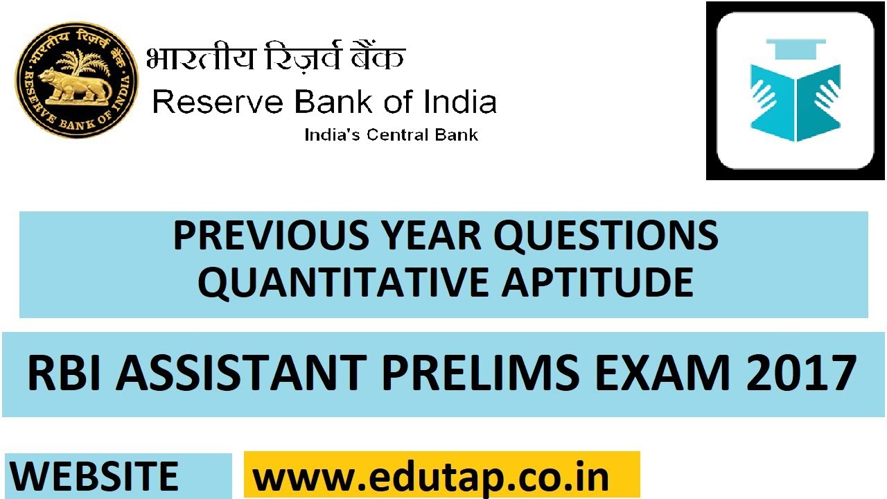 Previous Year Questions Related to Quantitative Aptitude - RBI Assistant Exam 2017