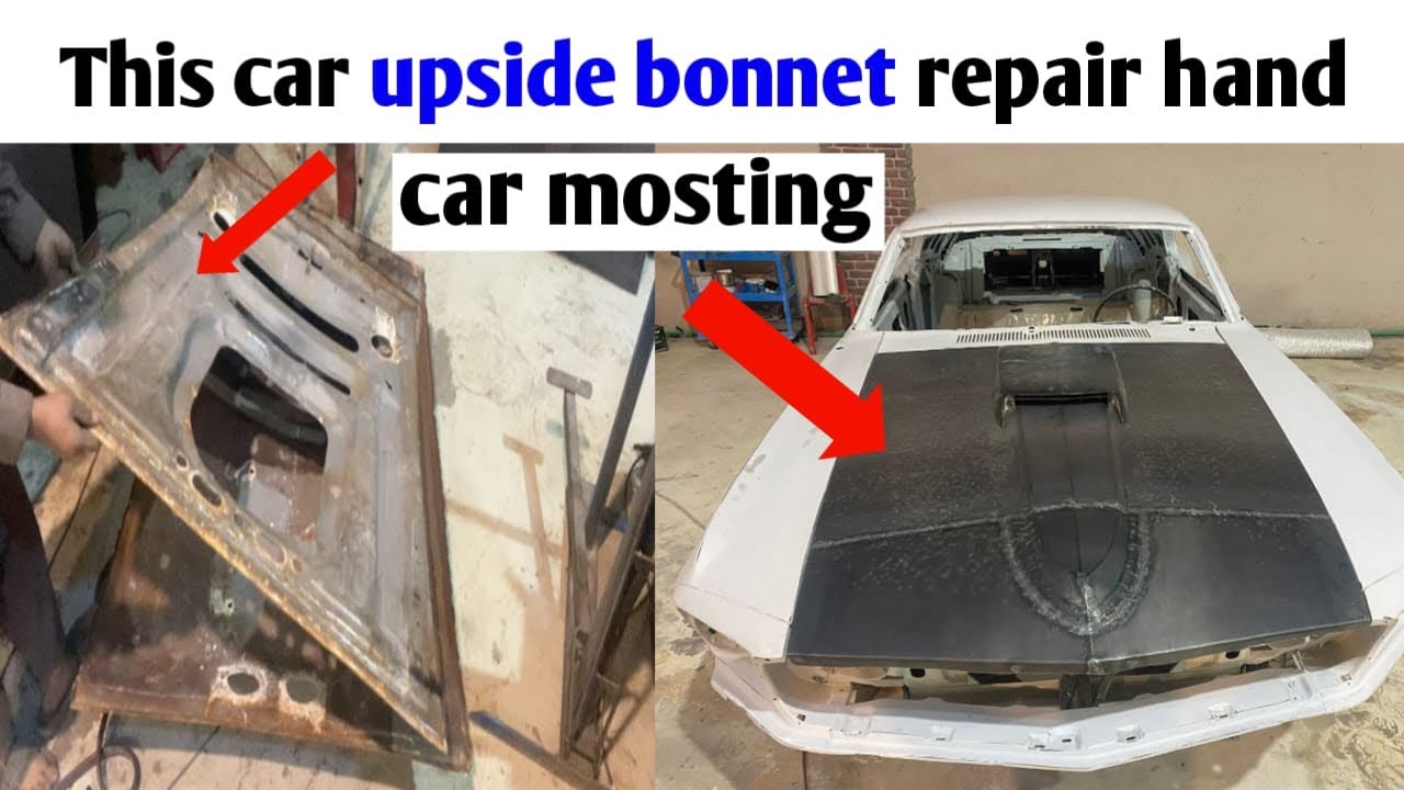 ￼ Mustang car 1969 upside bonnet change repair hand expert car