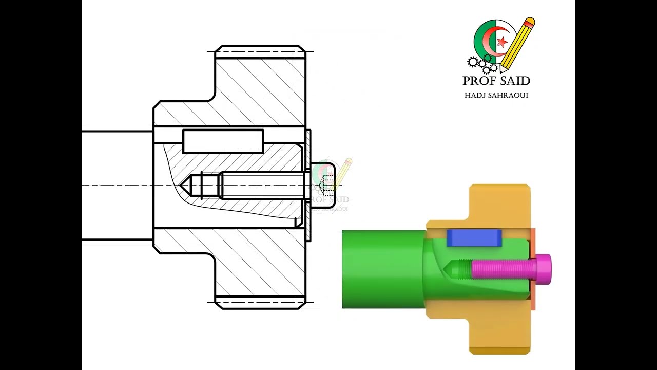 خطوات رسم برغي + حلقة استناد + خابور