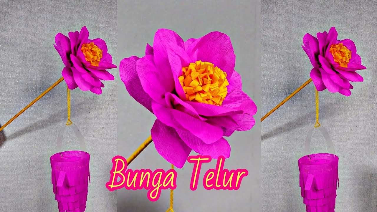 Membuat Bunga Telur Maulid yang Mudah dari Kertas Krep dan Gelas Plastik Bekas