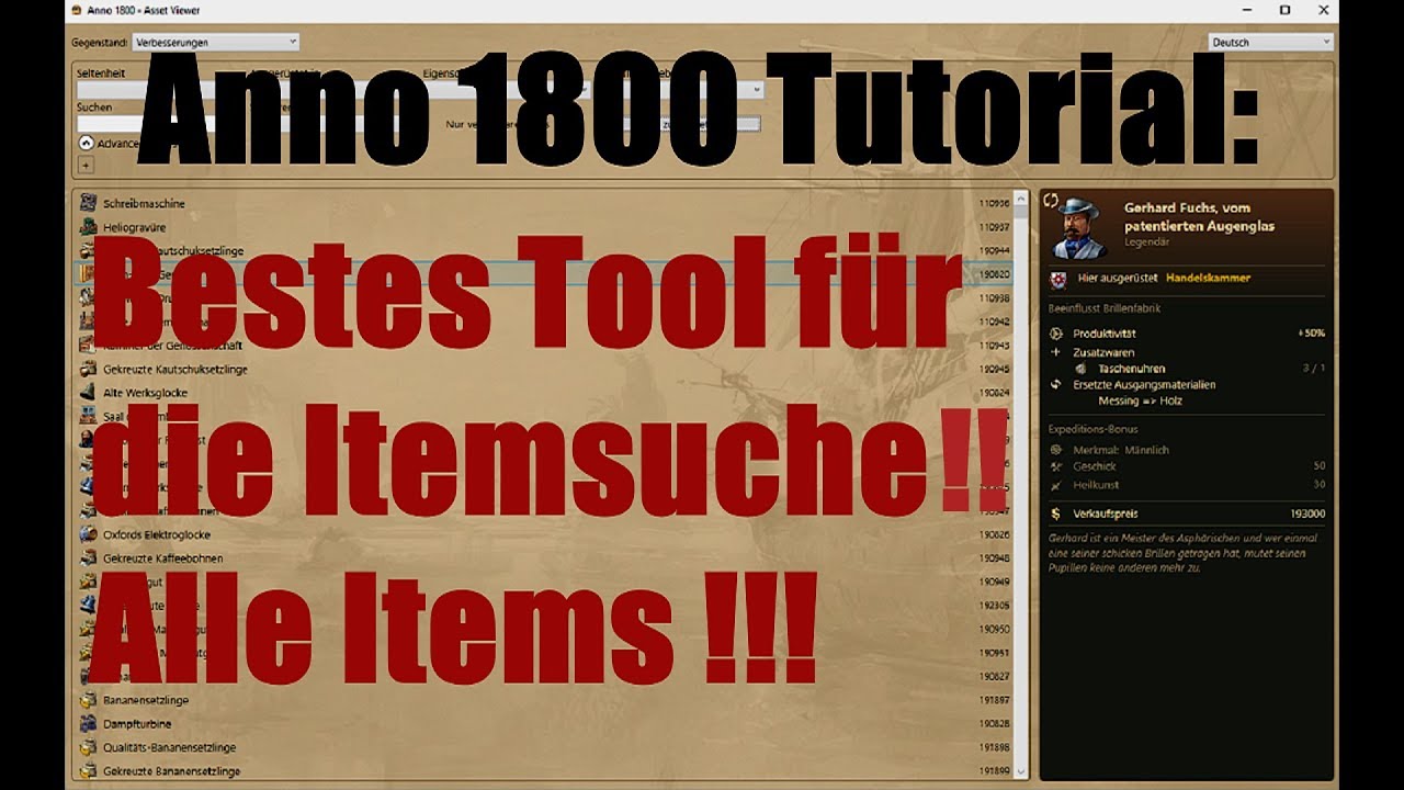 Bestes Tool für Anno 1800 Items Der Asset Viewer! Anno 1800 Tutorial