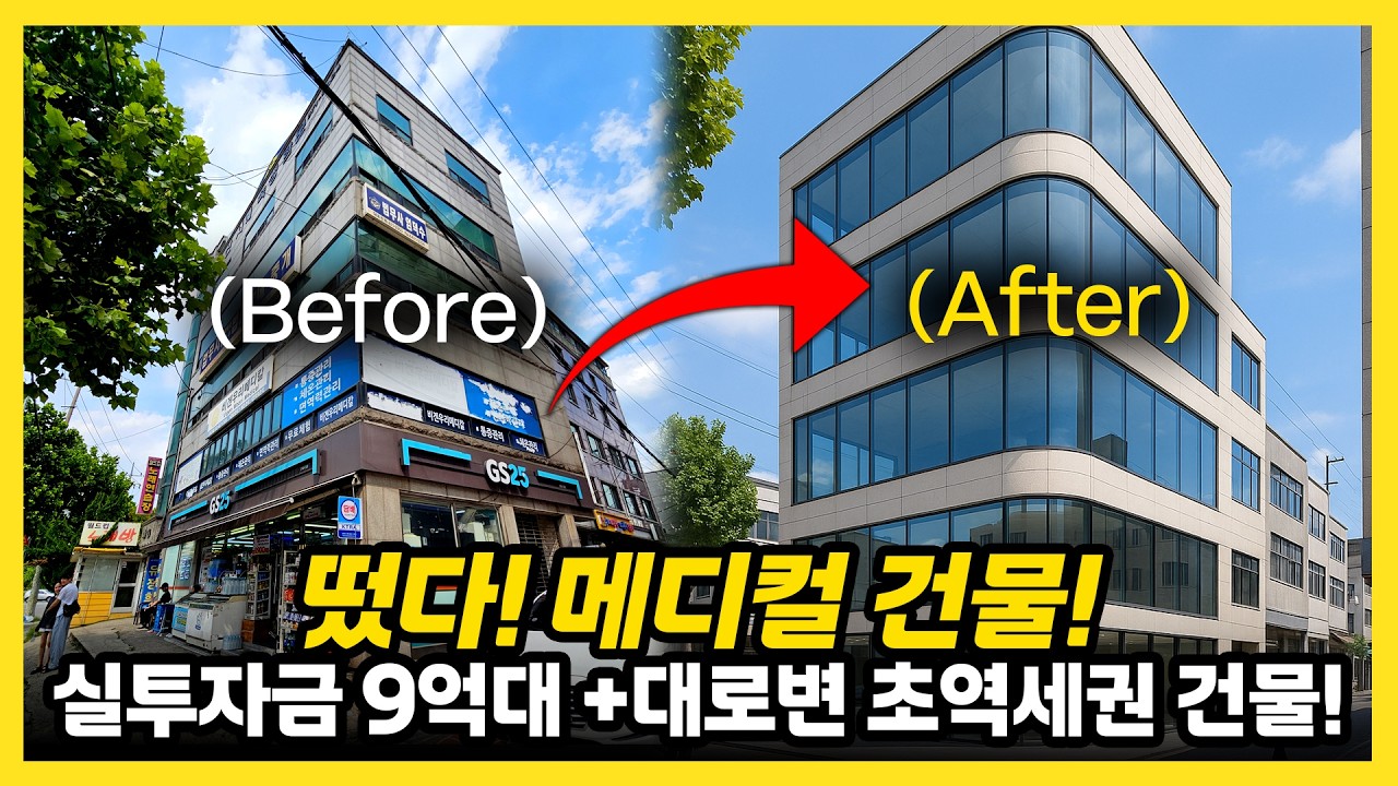떴다! 실투자금 9억원 대로변 초역세권 메디컬 건물!