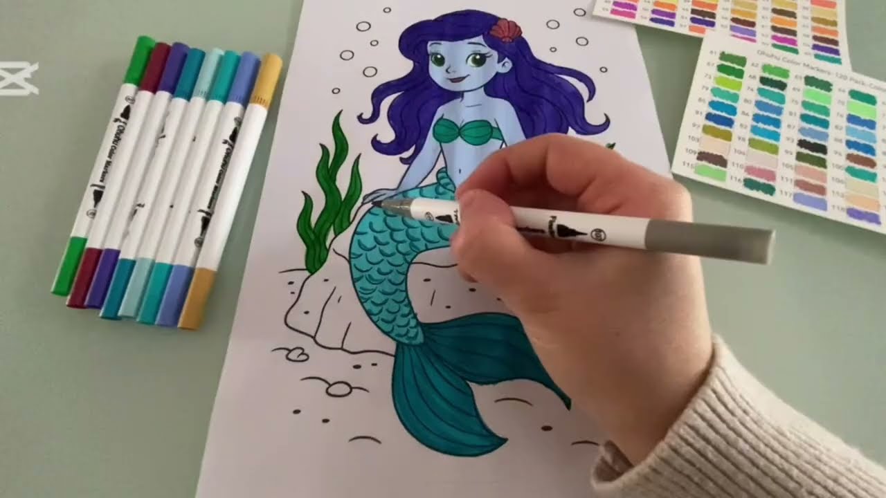Relaxing Mermaid Coloring 🧜🏻‍♀️✨ | ASMR No Talking
