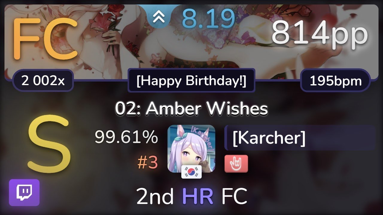 🔴 8.2⭐ [Karcher] | Ice - 02: Amber Wishes [Happy Birthday!] +HR 99.61% (#3 814pp FC) - osu!