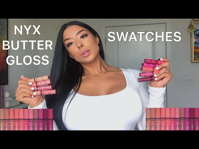 NYX BUTTER GLOSS SWATCHES (11 SHADES) - YouTube