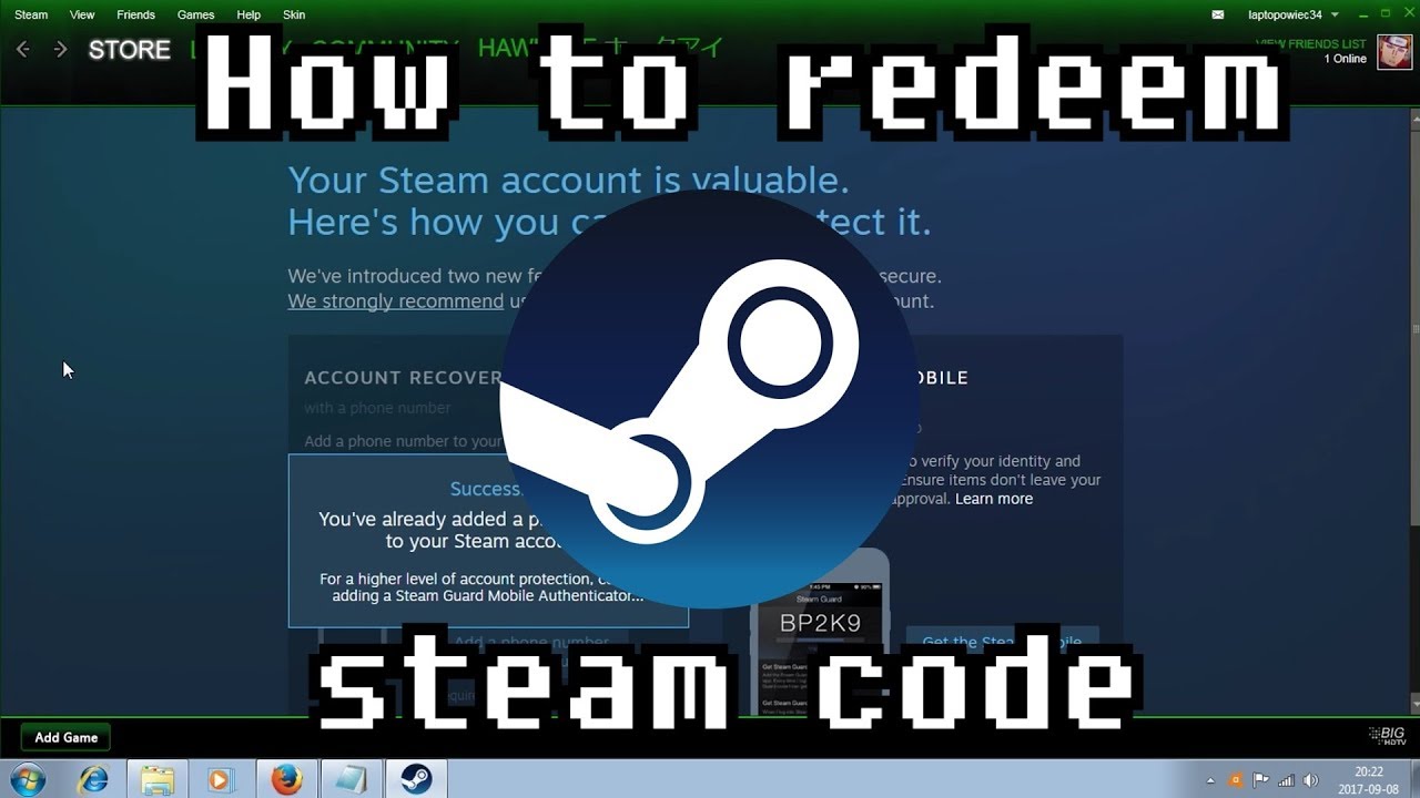 How to redeem steam code - YouTube