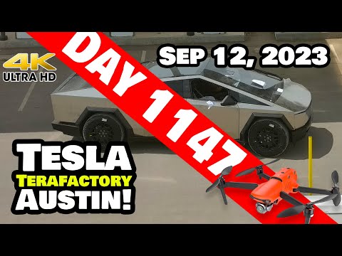 CYBERTRUCKS ROLLING AT GIGA TEXAS! - Tesla Gigafactory Austin 4K  Day 1147 - 9/12/23 - Tesla Texas