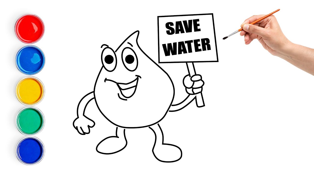 Save Water Drawing for Kids 💧🌱 | Easy Step-by-Step Earth Day Art