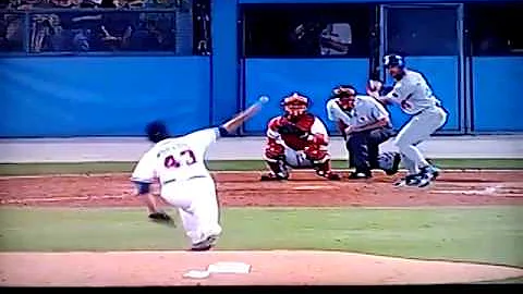 Raul Mondesi homers off Mark Wohlers (1996)