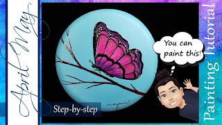 Rock Painting #165: How to paint a butterfly | How to paint a butterfly using gel polish