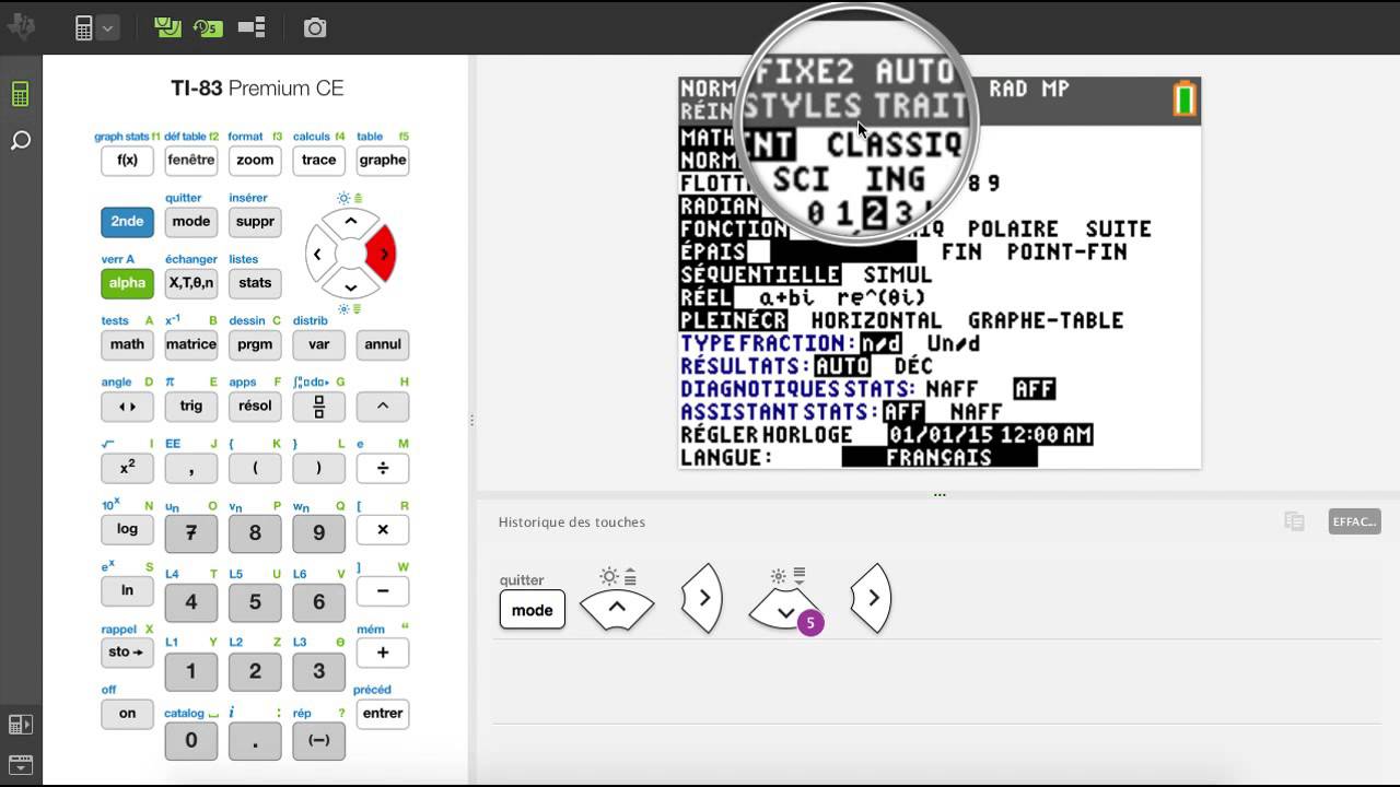 Modes de la calculatrice TI-83 Premium CE 