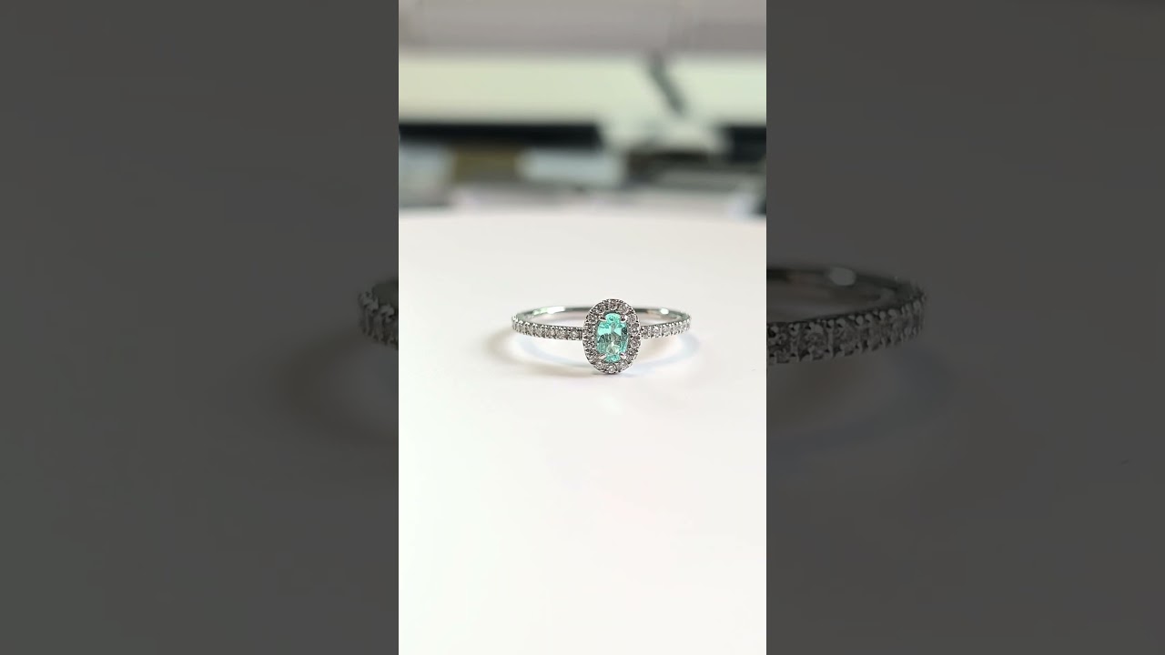 PT950 パライバトルマリン 0.192ct ダイヤモンド 0.19ct リング 12号