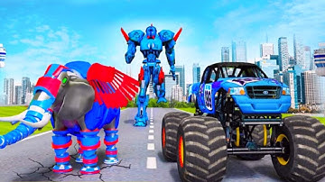 Flying Elephant Robot Transform Monster Truck City Gangster Crime Rescue Mission Android Gameplay