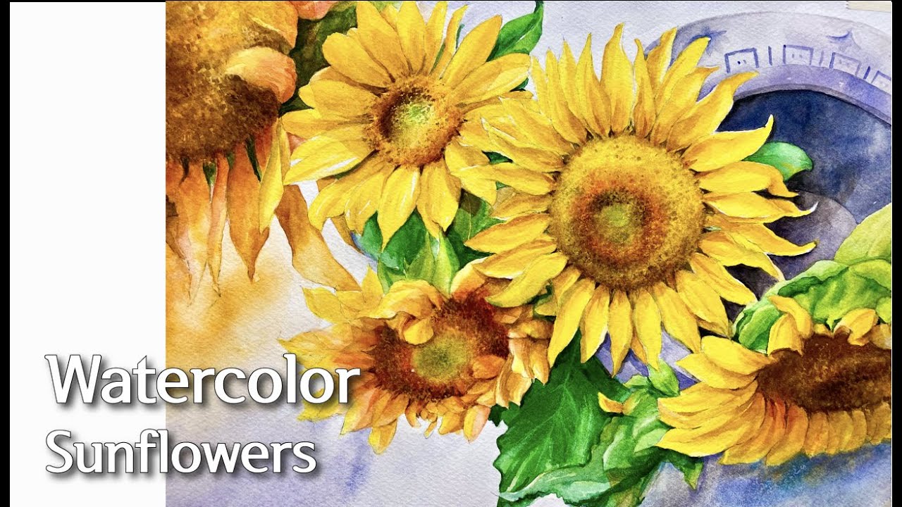 🌻수채화 해바라기 그리기 , How to paint sunflowers  in watercolor #수채화랑 