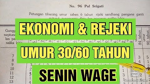 REJEKI SENIN WAGE UMUR 30/60 TAHUN||PRIMBON