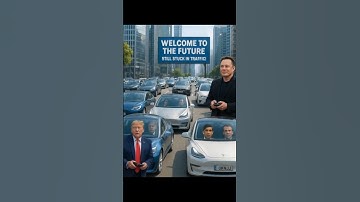 “Wereldleiders vast in het zelfrijdende autoverkeer 😅 | Welkom in de toekomst 🚗🤖”