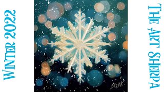 Snowflake and bokeh 🎄☃️❄️ How to paint acrylics for beginners: A step-by-step tutorial