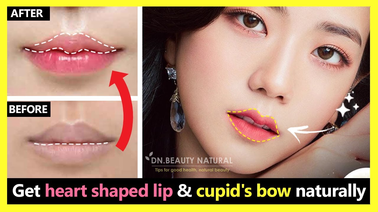 Only 2 mins Get heart shaped lip and cupids bow lip naturally  Korean Lips exercises  massage